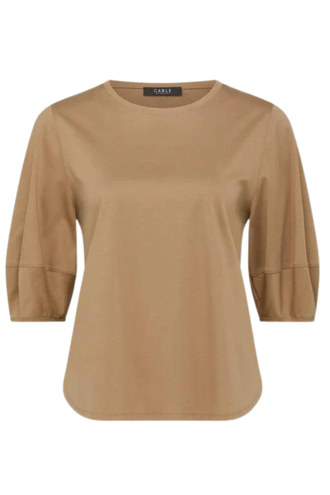 CABLE TOP 8 / CAMEL PIMA LANTERN SLEEVE TOP - CSC1084