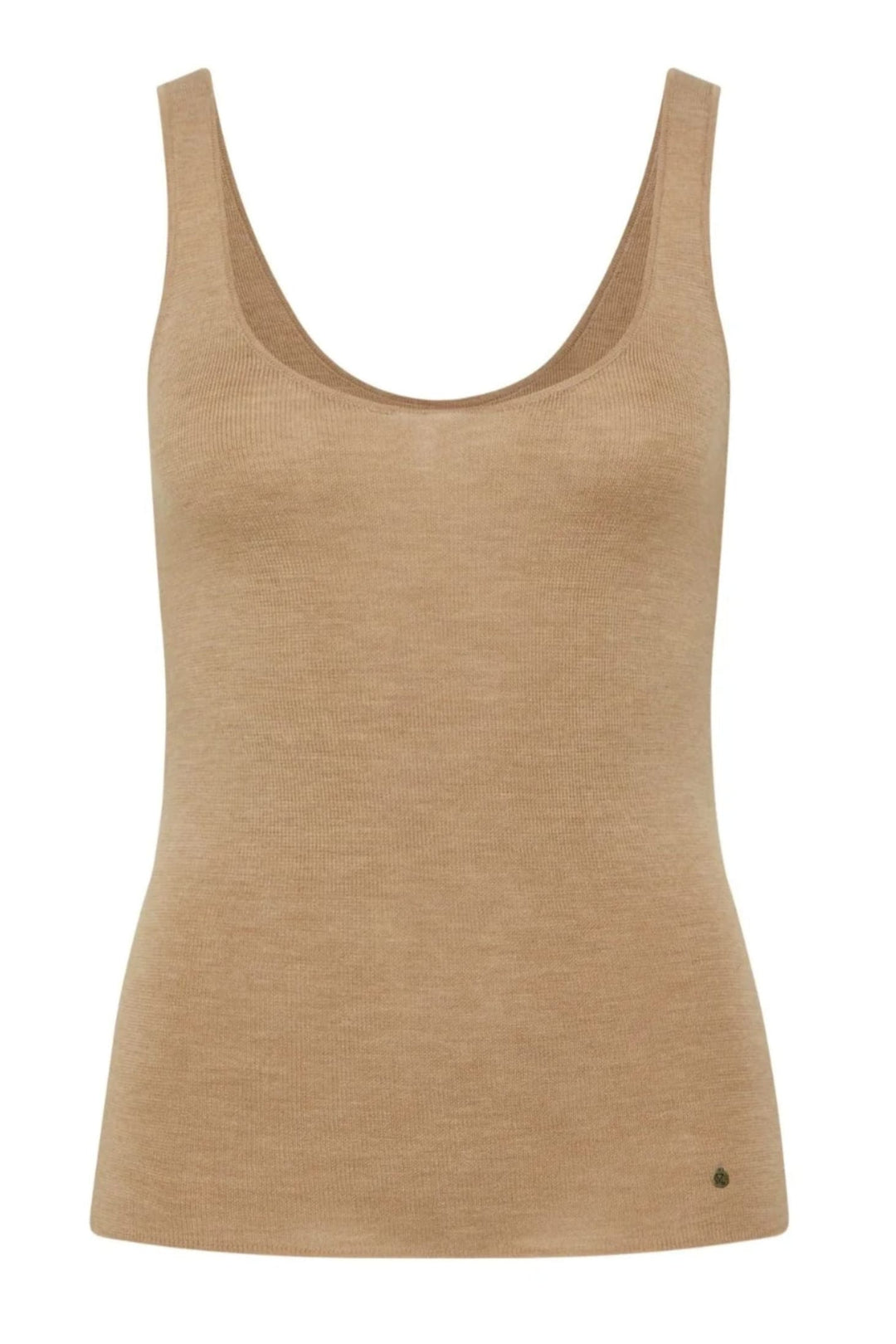 CABLE TOP XS / CAMEL SUPERFINE MERINO SINGLET - CSC1053