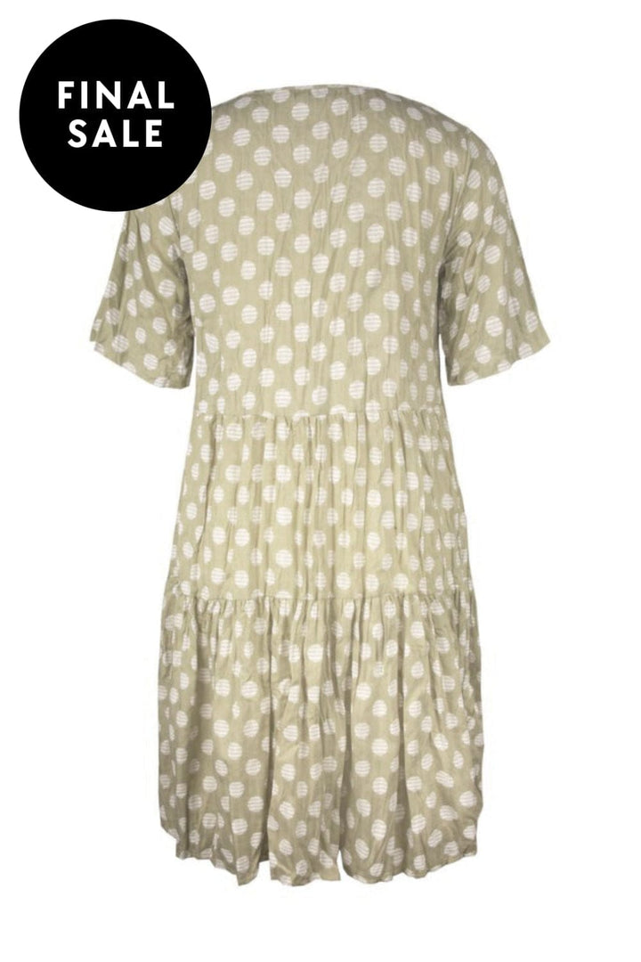 CAFÉ LATTE DRESS V NECK SPOT DRESS - CLM452