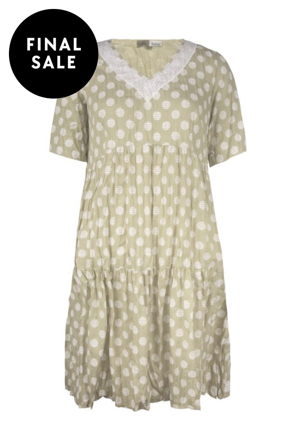 CAFÉ LATTE DRESS V NECK SPOT DRESS - CLM452