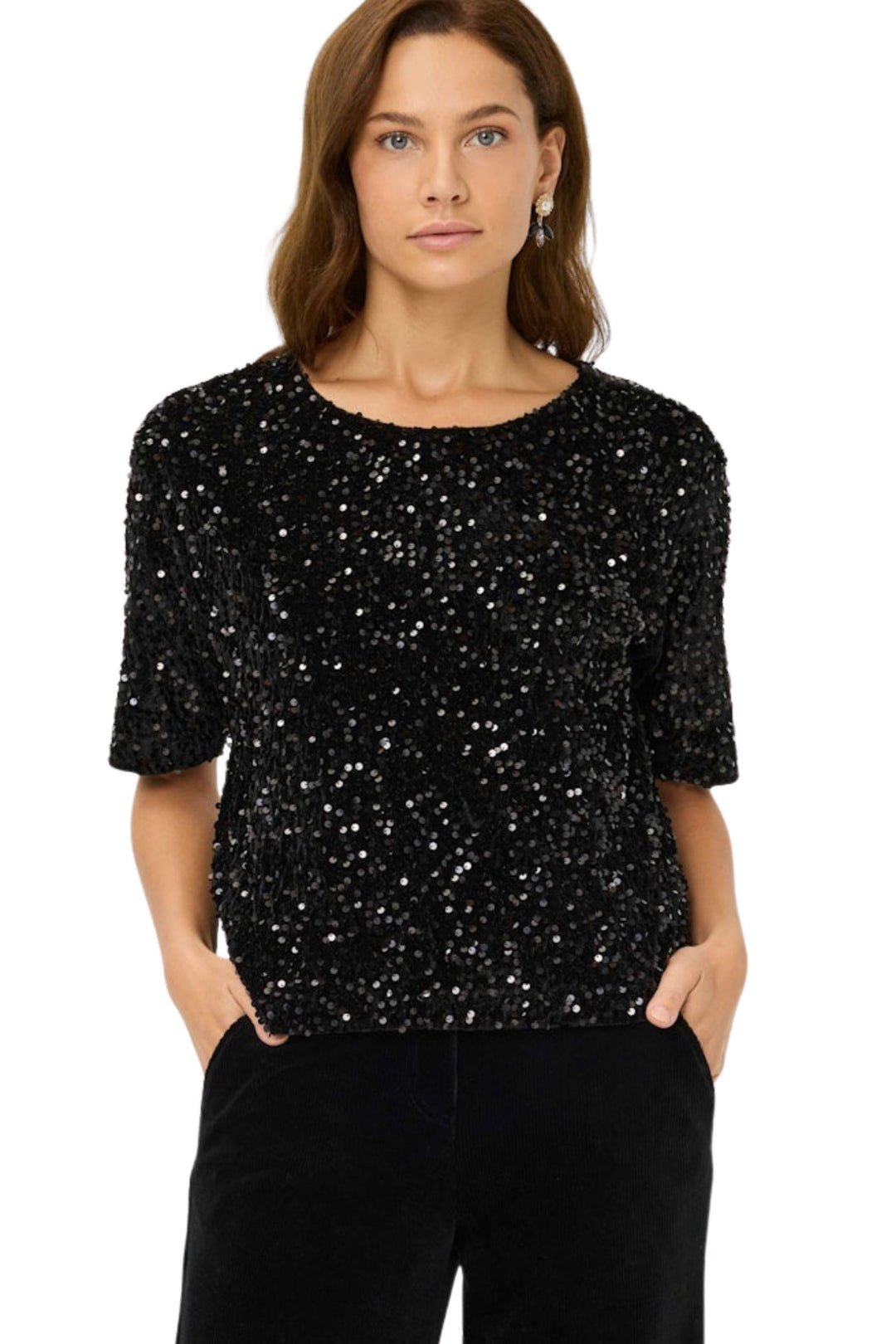 CARA SEQUIN TEE - 37-3858 - TOP