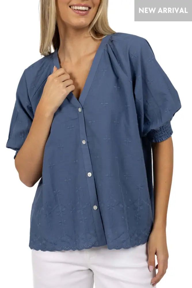 CHLOE BLOUSE - HS25306 S/M / PARISIAN-BLUE BLOUSE