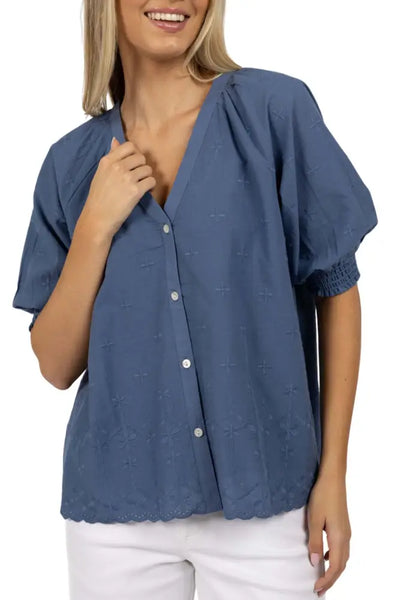 CHLOE BLOUSE - HS25306 S/M / PARISIAN-BLUE BLOUSE