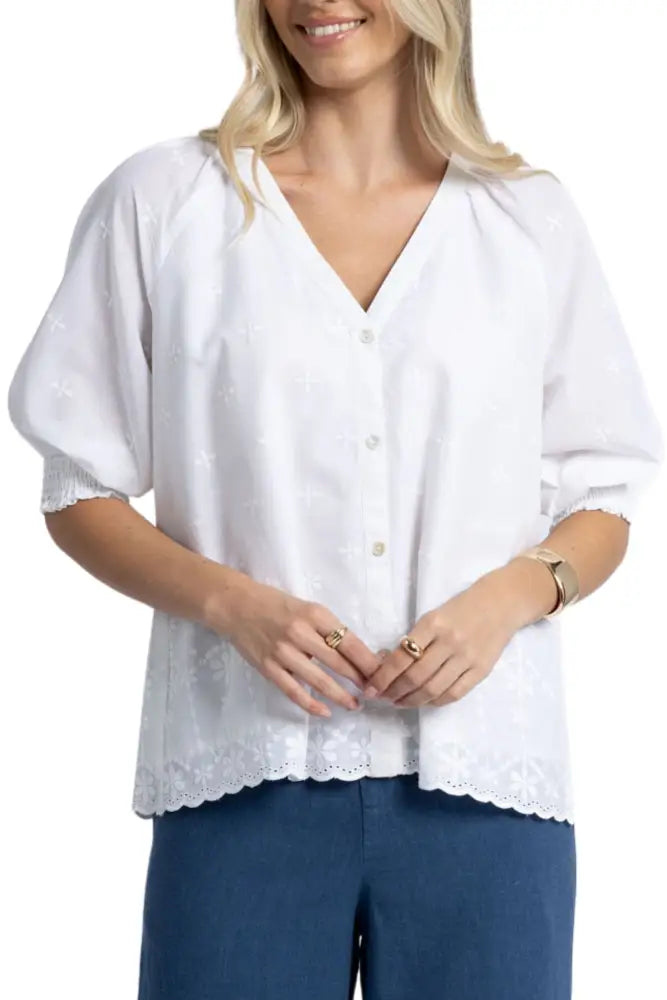 CHLOE BLOUSE - HS25306 S/M / WHITE BLOUSE