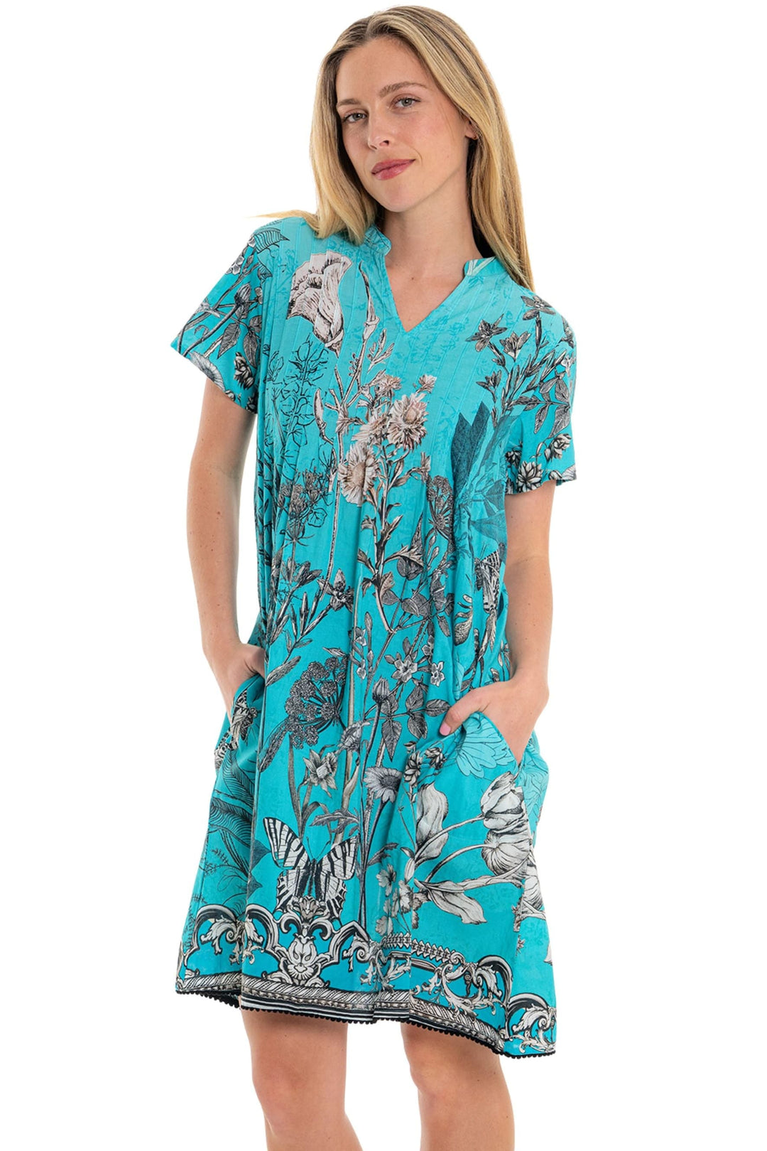 CIENNA DRESS BUTTERFLY BLU PINTUCK DRESS - LDR-1768-BTB
