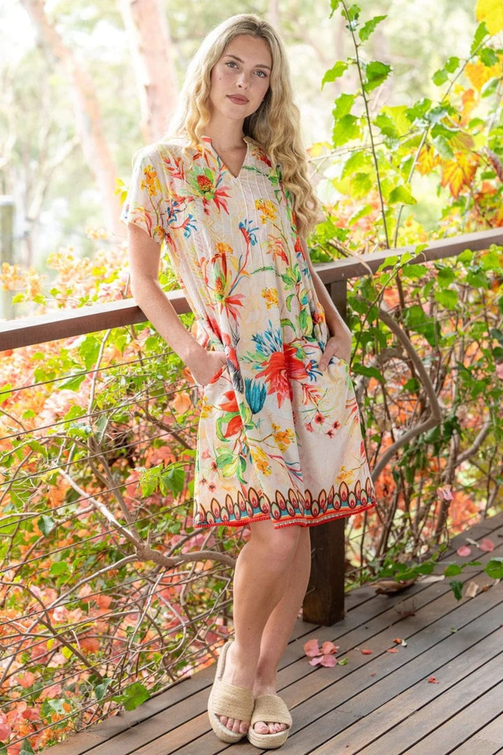 CIENNA DRESS WARATAH PINTUCK DRESS - SDR-1768-WTA