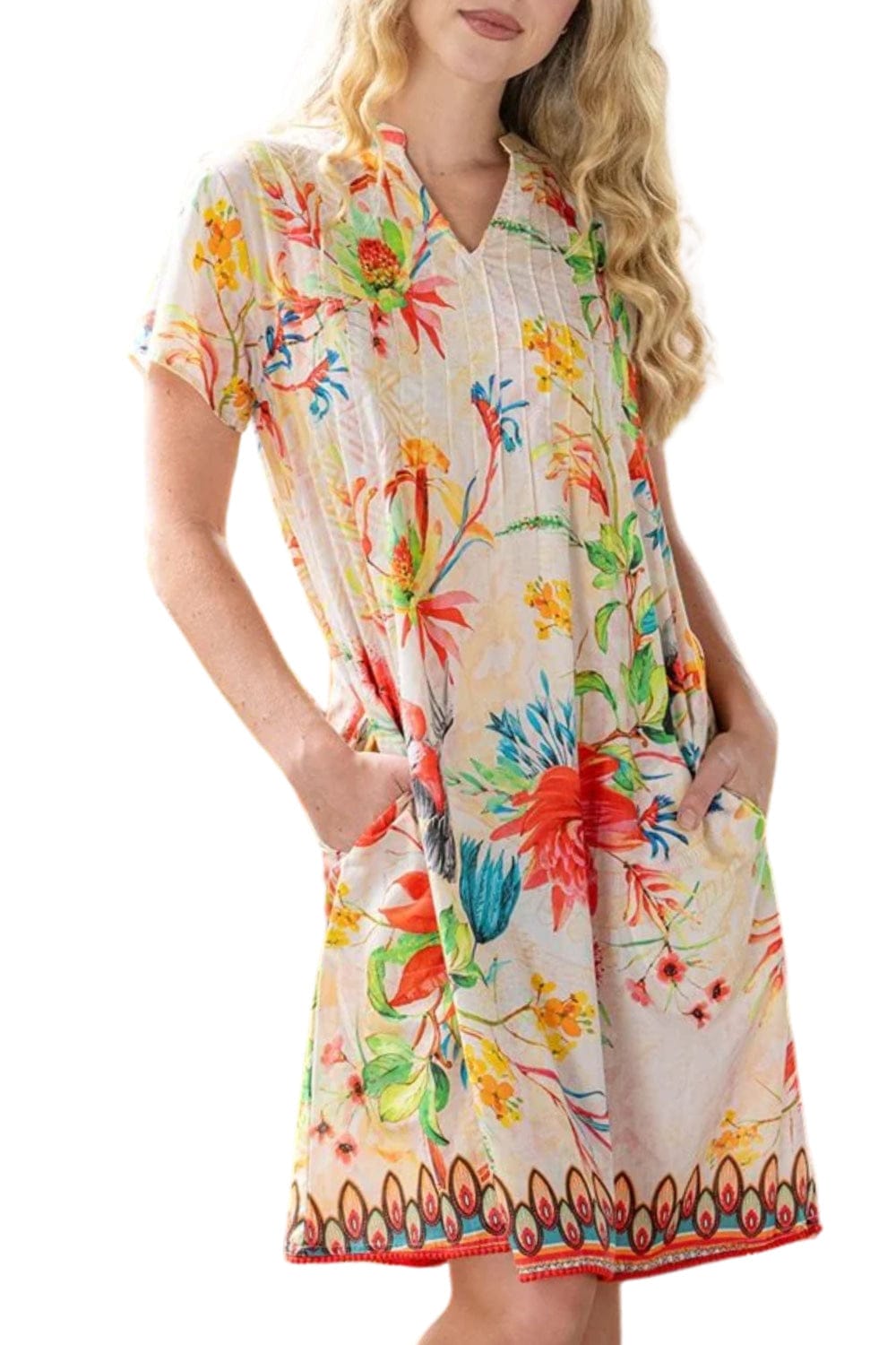 CIENNA DRESS WARATAH PINTUCK DRESS - SDR-1768-WTA