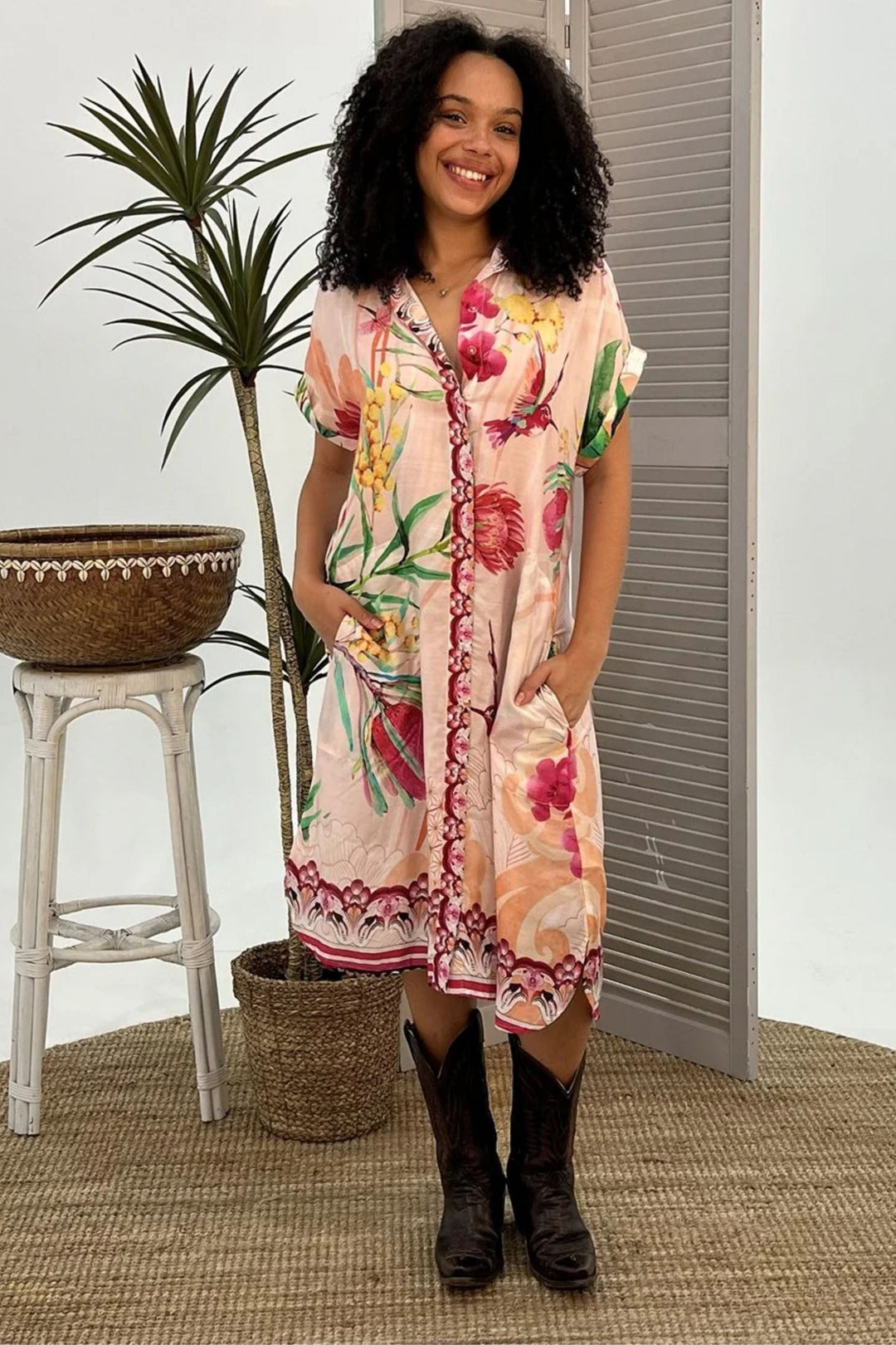CIENNA DRESS WILD WATTLE DRESDEN DRESS - LDR-1807-WWT