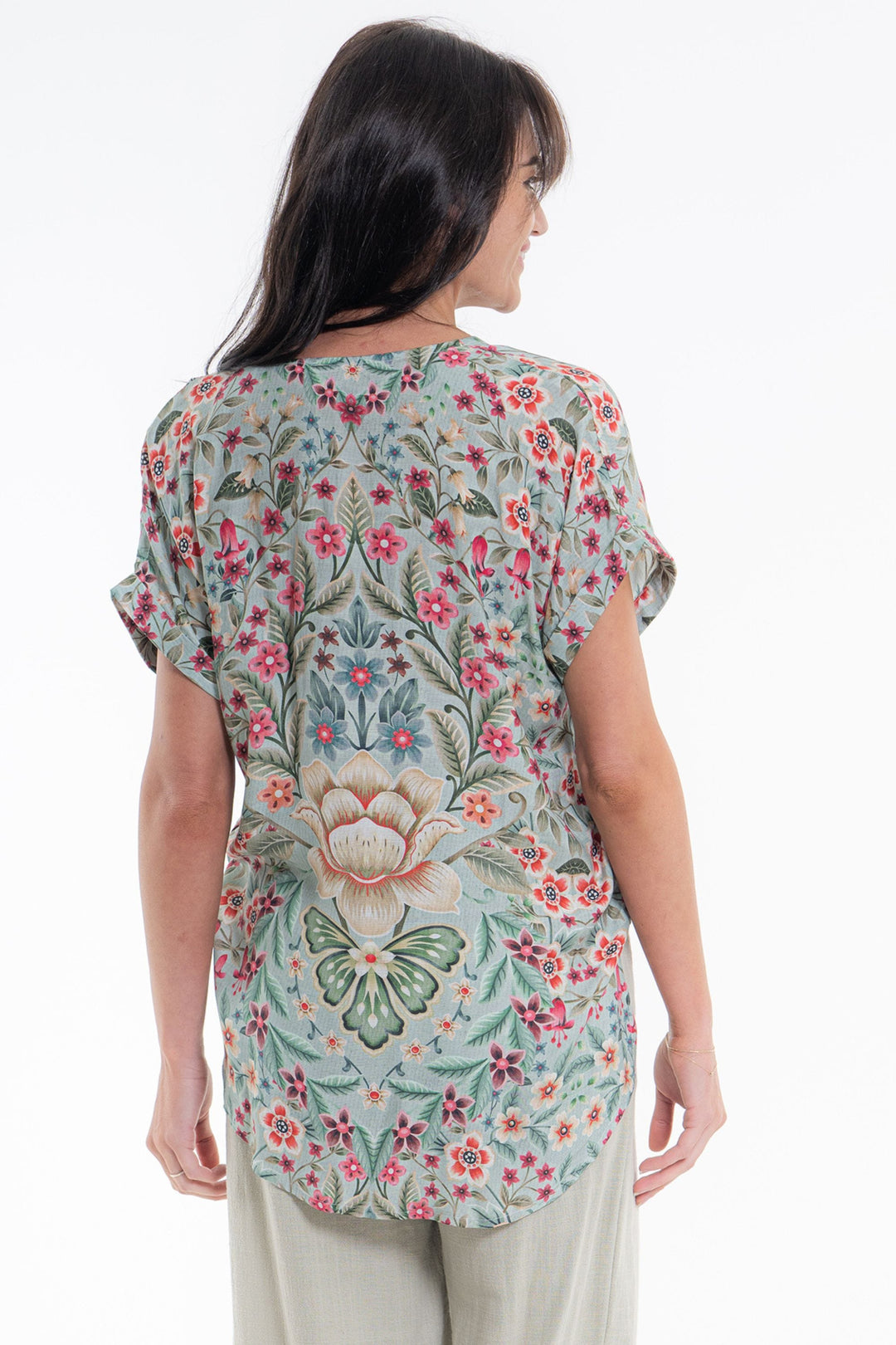 CIENNA TOP VINTAGE BLOSSOM V-NECK TOP - TOP-1214-VTG