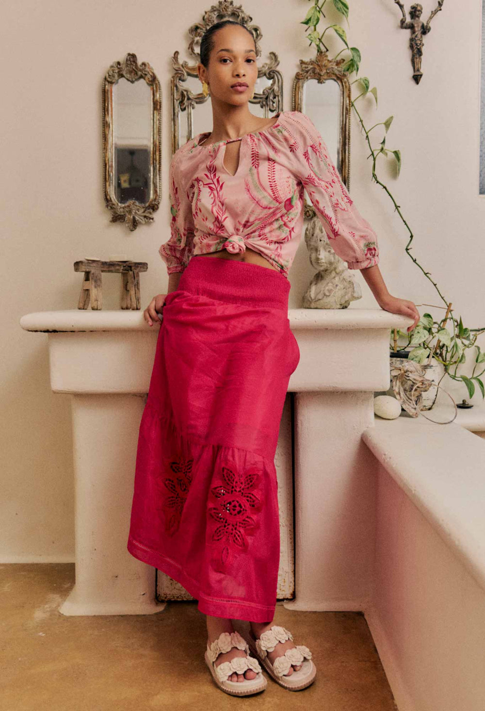 CORDELIA SHIRRED WAIST SKIRT - OW61901 SKIRT