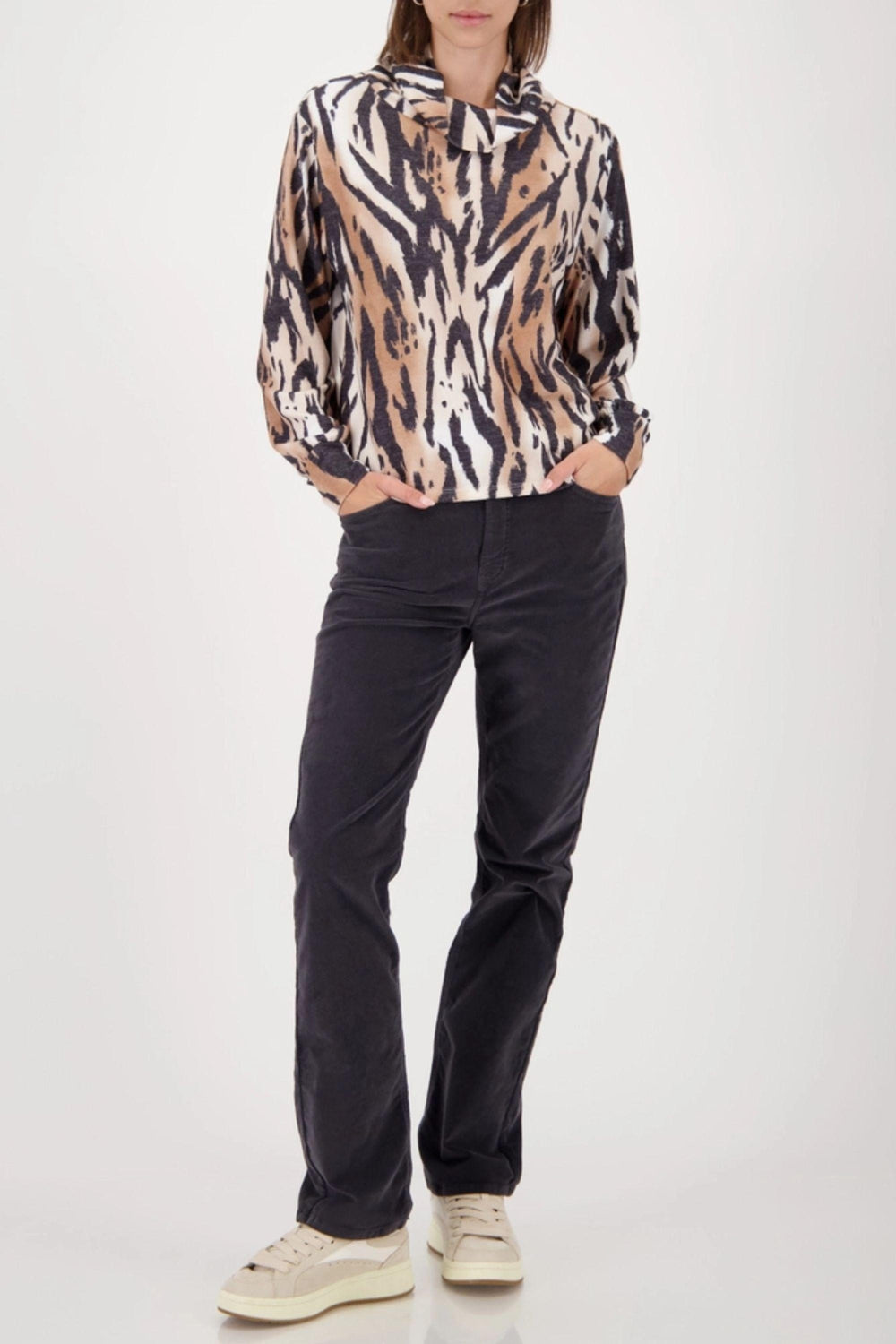 MONARI TOP COWL NECK ANIMAL TOP - 809334MNR