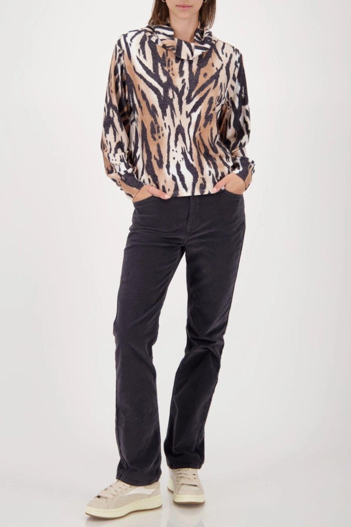 MONARI TOP COWL NECK ANIMAL TOP - 809334MNR