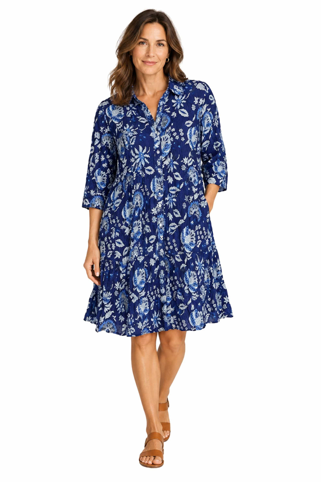 DRESS ADDICT DRESS BLUE / S JAL BUTTON DOWN DRESS - JAL-A