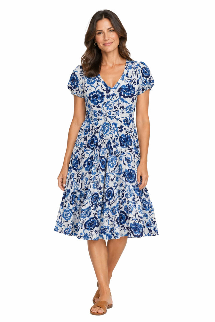 DRESS ADDICT DRESS BLUE / S JAZI V NECK MIDI DRESS - JAZI-A
