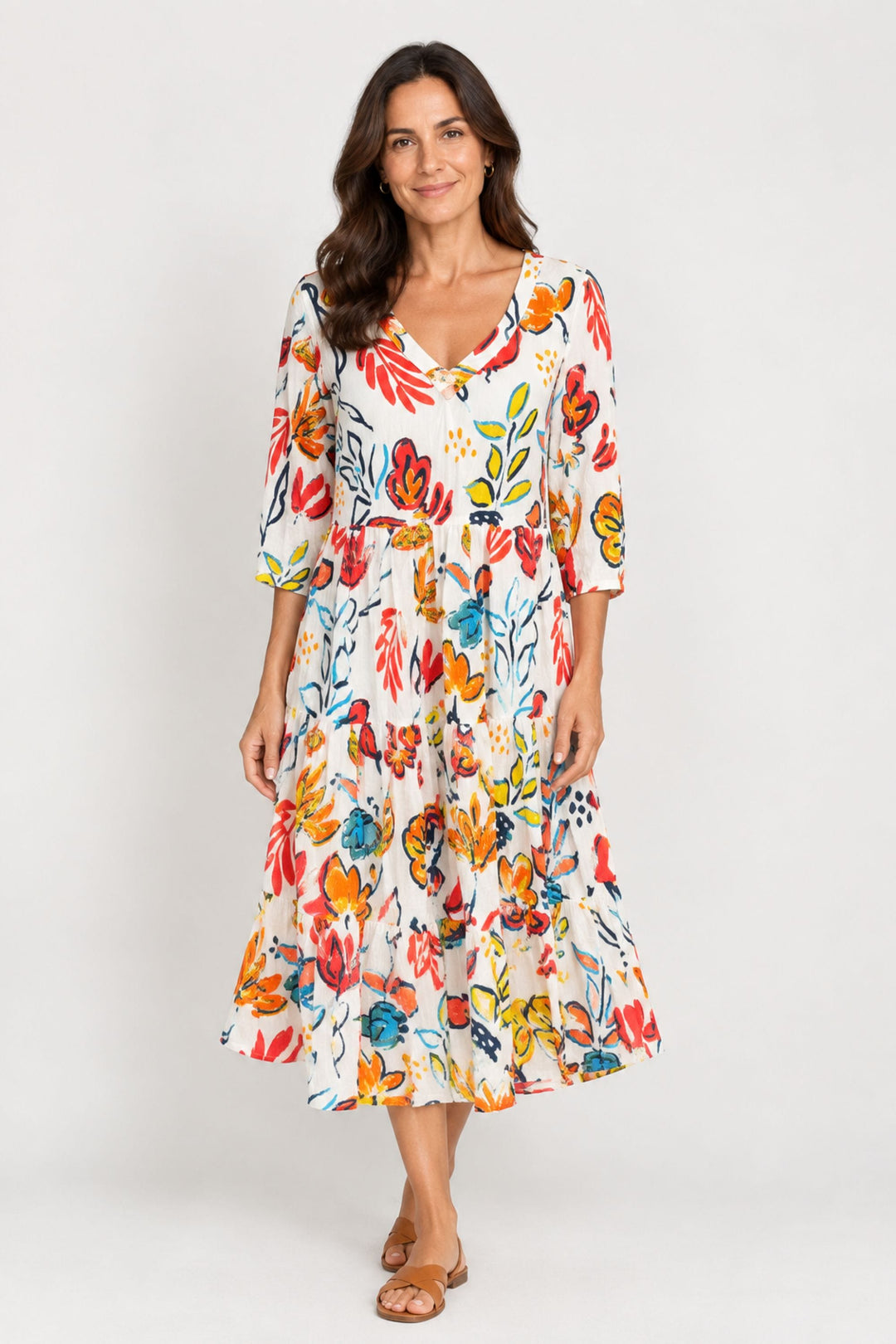 DRESS ADDICT DRESS JOK 3/4 SLV MIDI DRESS - JOK-A