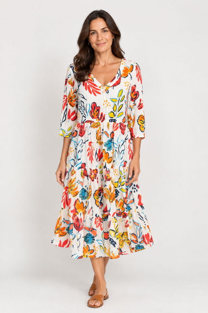 DRESS ADDICT DRESS JOK 3/4 SLV MIDI DRESS - JOK-A