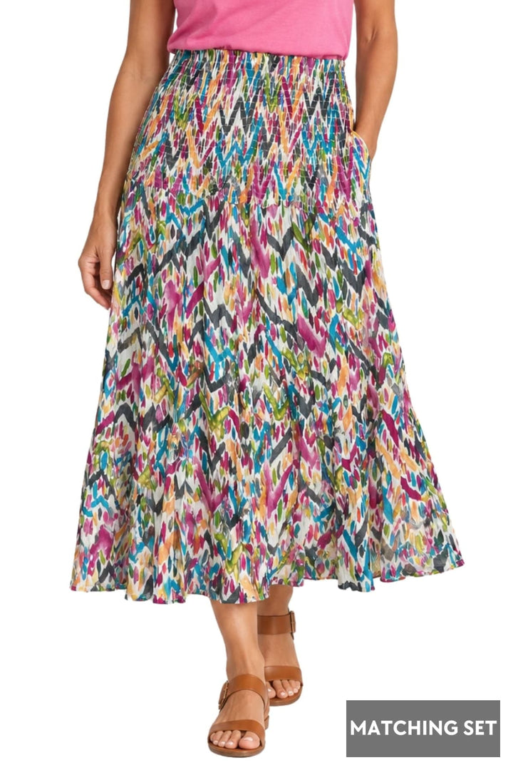 DRESS ADDICT SKIRT MULTI / S JAJA SHIRRED WAIST MAXI SKIRT - JAJA-A