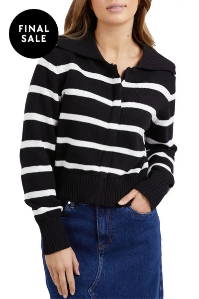 EFFIE POLO KNIT - 5522033 10 / BLACK-WHITE TOP