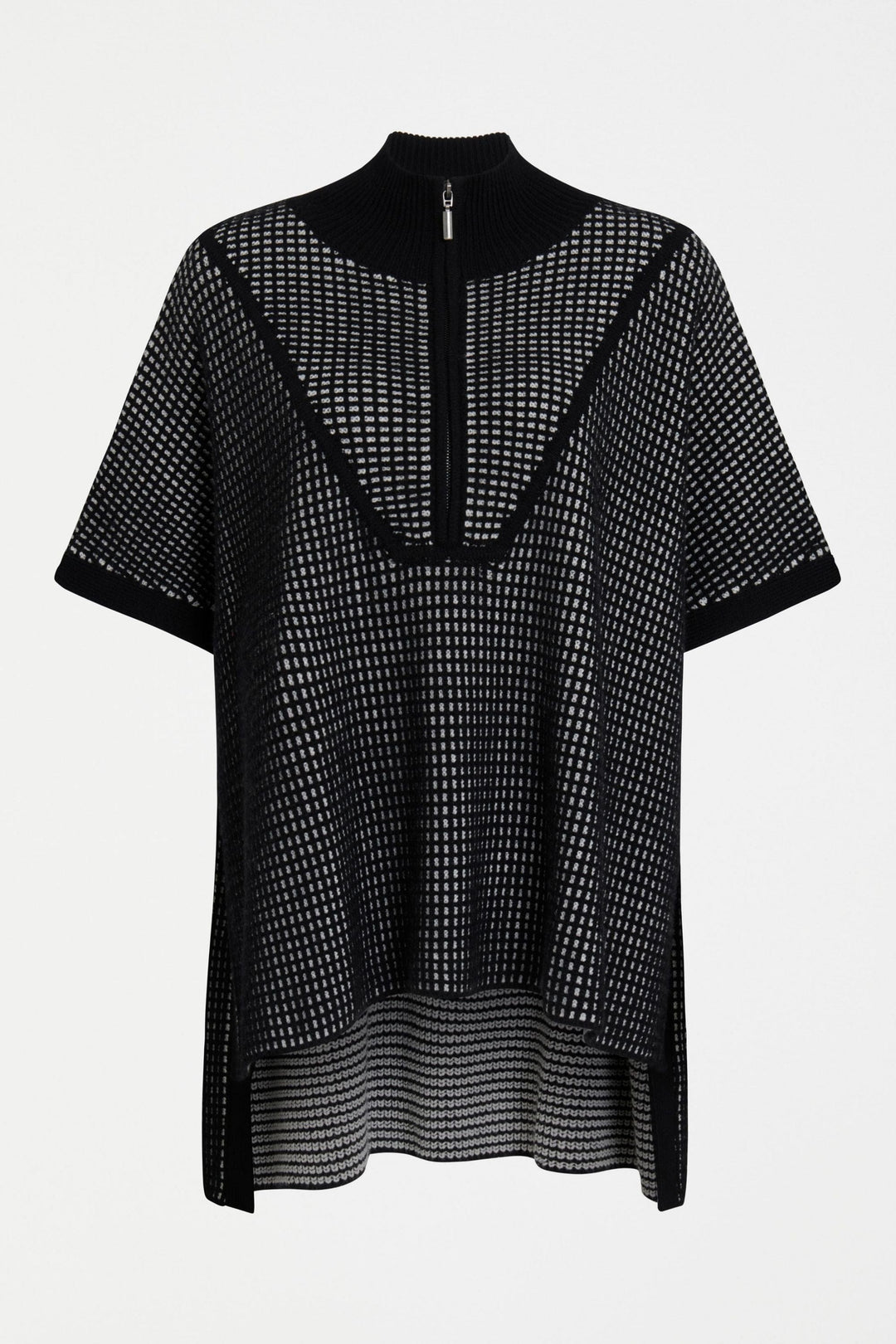 ELK TOP BLACK-WHITE CHEIL PONCHO - K0154