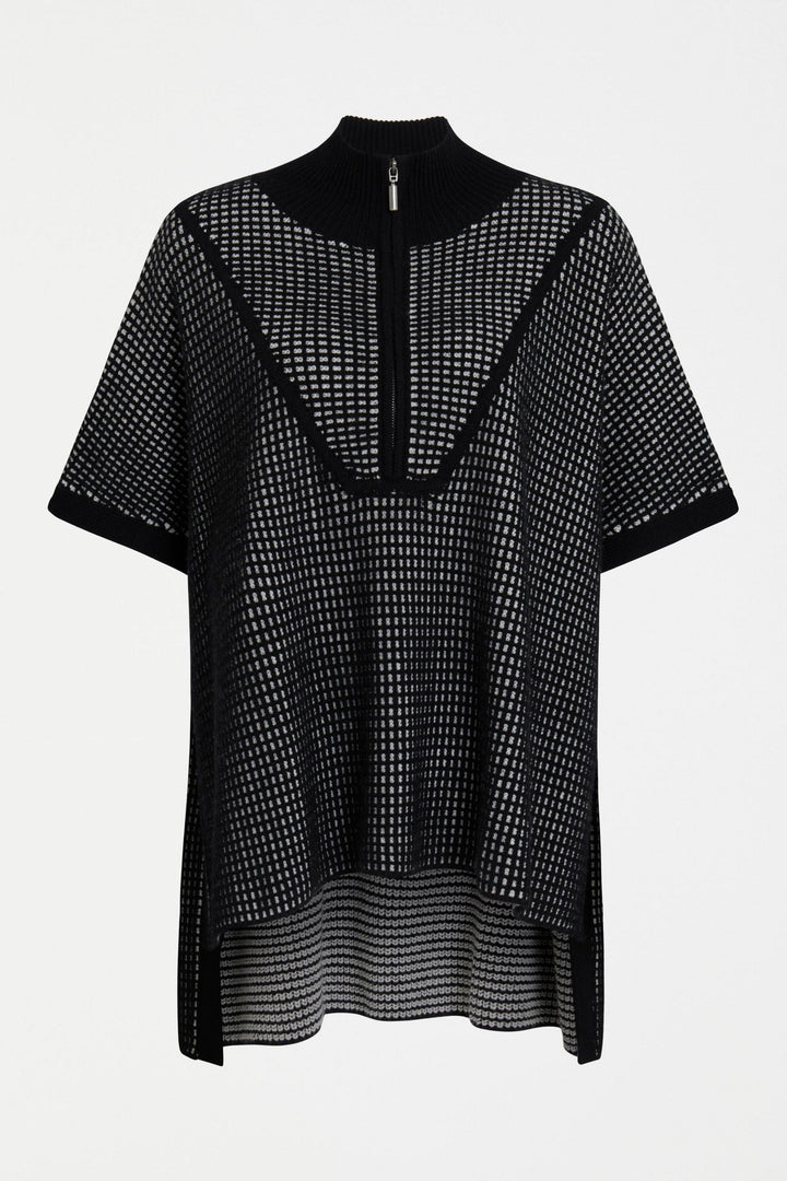 ELK TOP BLACK-WHITE CHEIL PONCHO - K0154