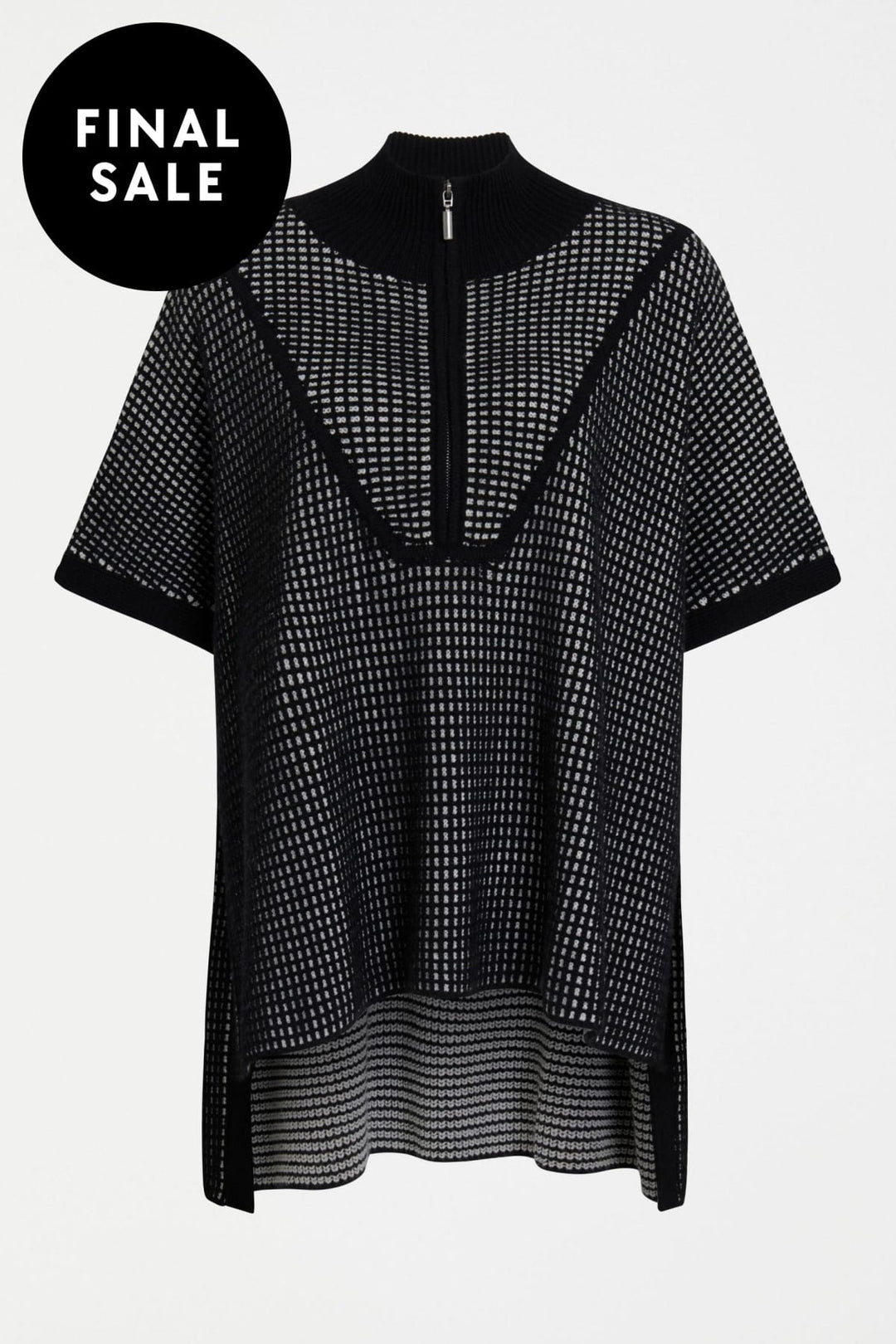 ELK TOP BLACK-WHITE CHEIL PONCHO - K0154
