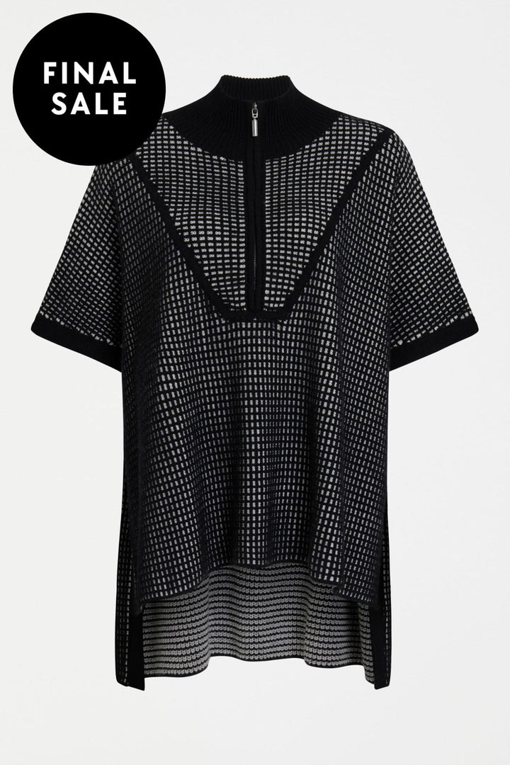 ELK TOP BLACK-WHITE CHEIL PONCHO - K0154