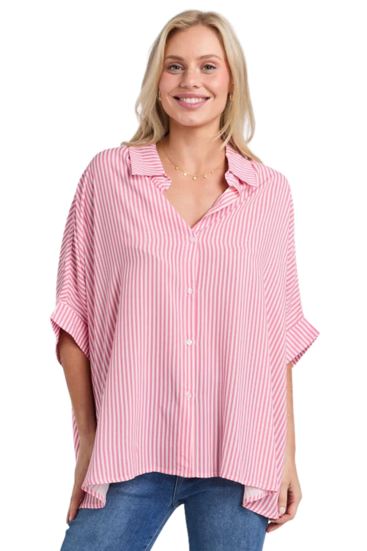 ELM SHIRT 8 / PINK-STRIPE LUNA SHIRT - 8129072