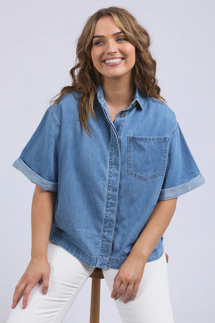 ELM SHIRT ANNIKA SS DENIM SHIRT - 81D1545