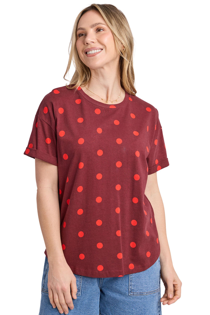 ELM T-SHIRT 10 / BURGUNDY MADDY SPOT TEE - 8188093