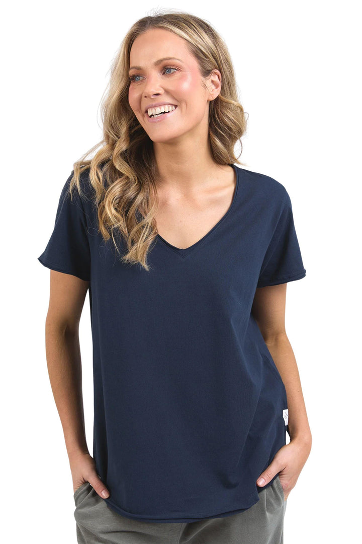 ELM T-SHIRT NAVY / 8 PIMA VEE TEE - 81X4476