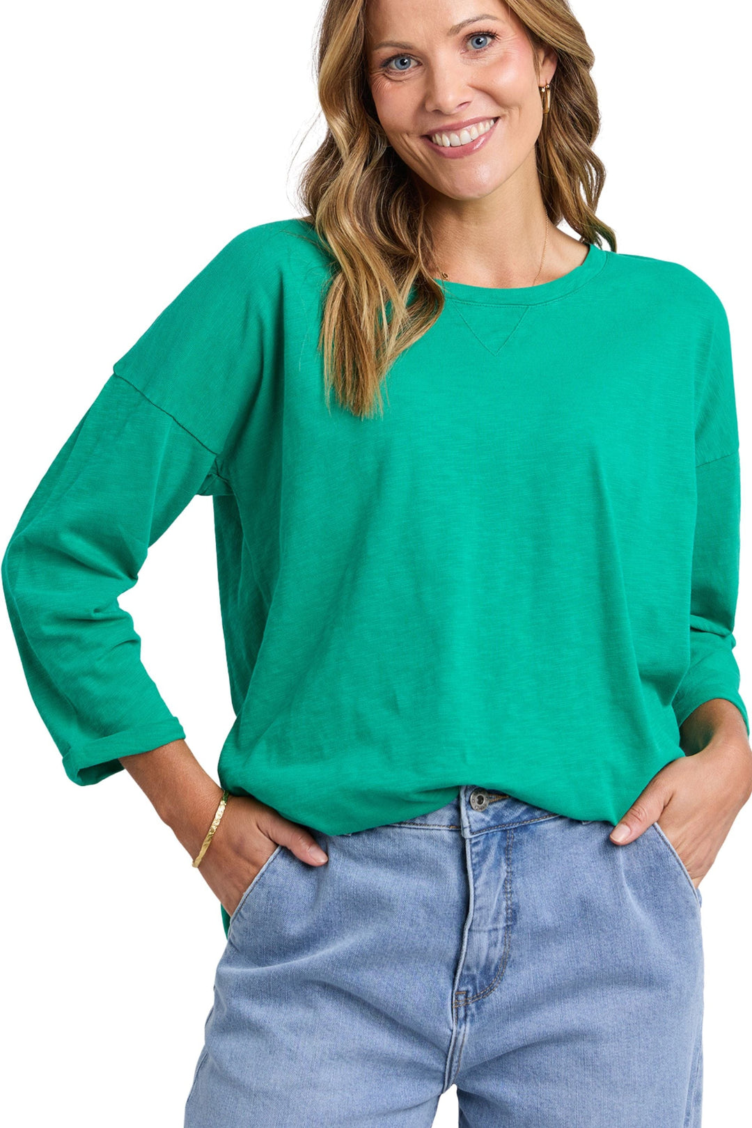 ELM TOP 8 / TURQUOISE ANNIE 3/4 SLV TEE - 81X4134