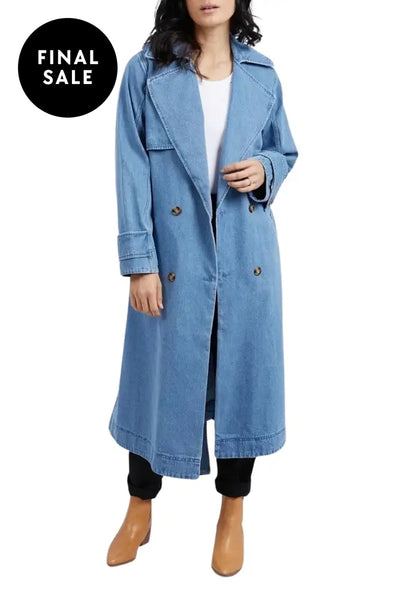 ELSIE DENIM TRENCH - 81D1271 S / MID-BLUE JACKET