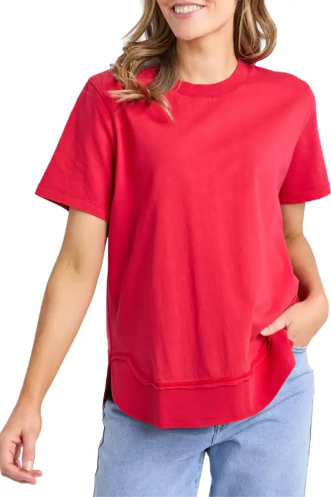 FARRAH SS TEE - 55X0217 8 / CRIMSON TOP