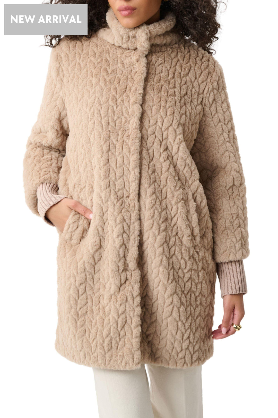 JOSEPH RIBKOFF JACKET FAUX FUR MOCK NECK COAT - 263915JR