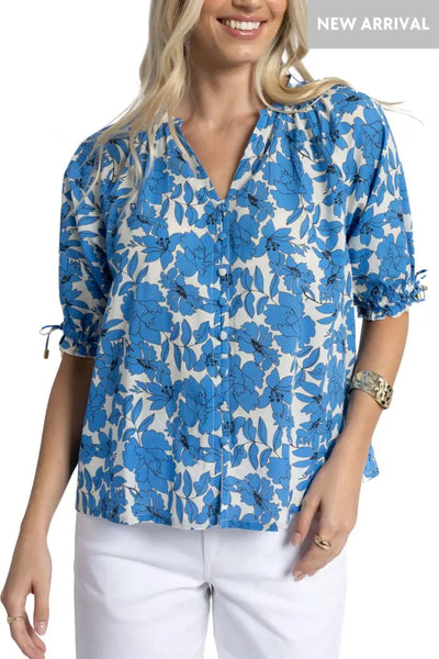FLEUR BLOUSE - HS25101 XS / BLUE BLOUSE