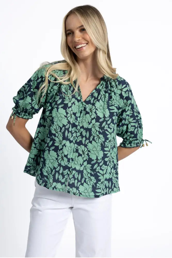 FLEUR BLOUSE - HS25101 XS / MINT BLOUSE