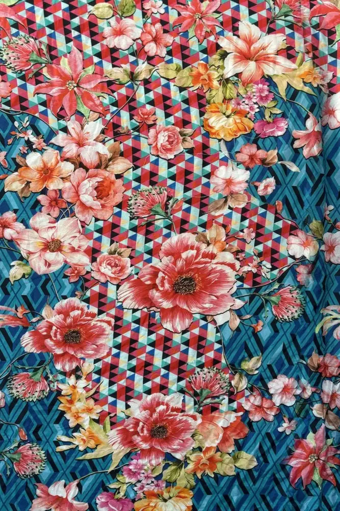 FLORAL DIAMOND PINTUCK DRESS - SDR-1768-FDM DRESS