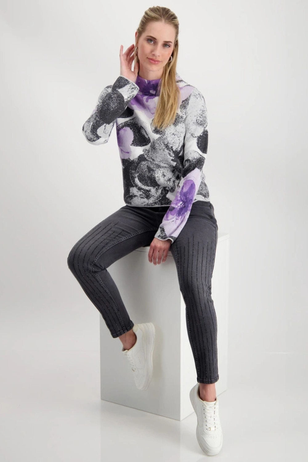 MONARI TOP FLORAL KNIT - 808430MNR
