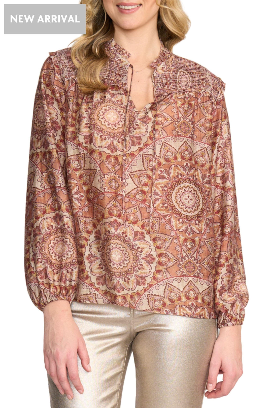FOIL BLOUSE 8 / TAN STEPPING OUT BLOUSE - FO8514