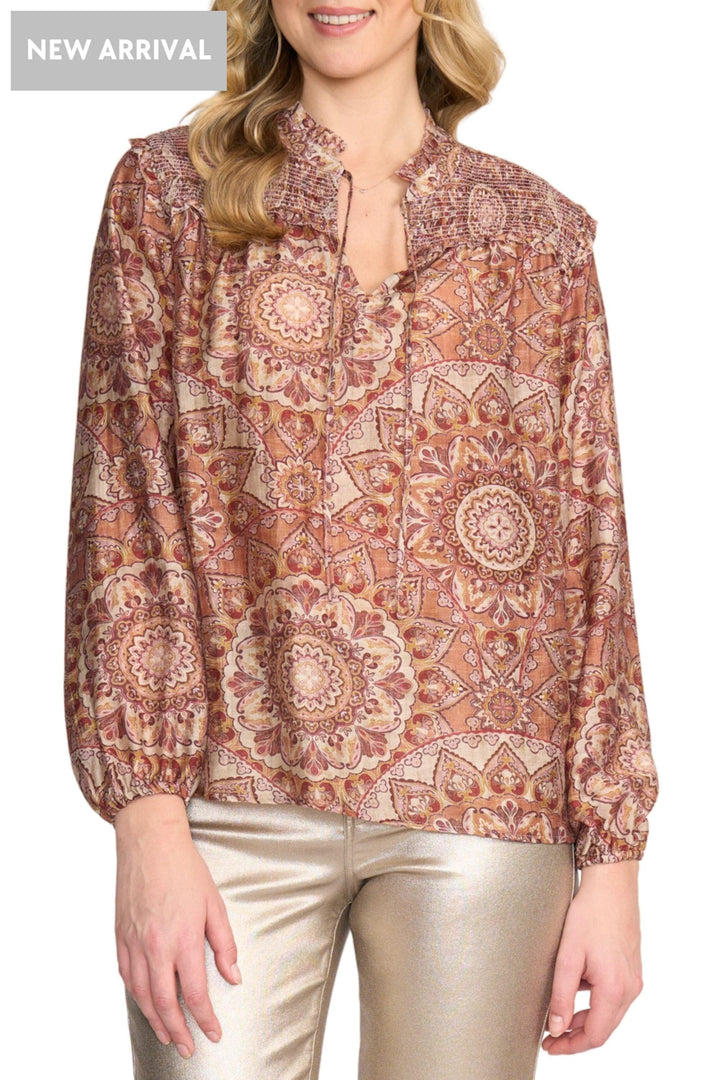 FOIL BLOUSE 8 / TAN STEPPING OUT BLOUSE - FO8514