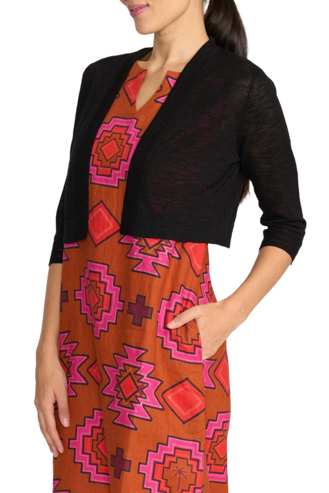 FOIL CARDIGAN XS / BLACK HEADLINER SHRUG - FO8190