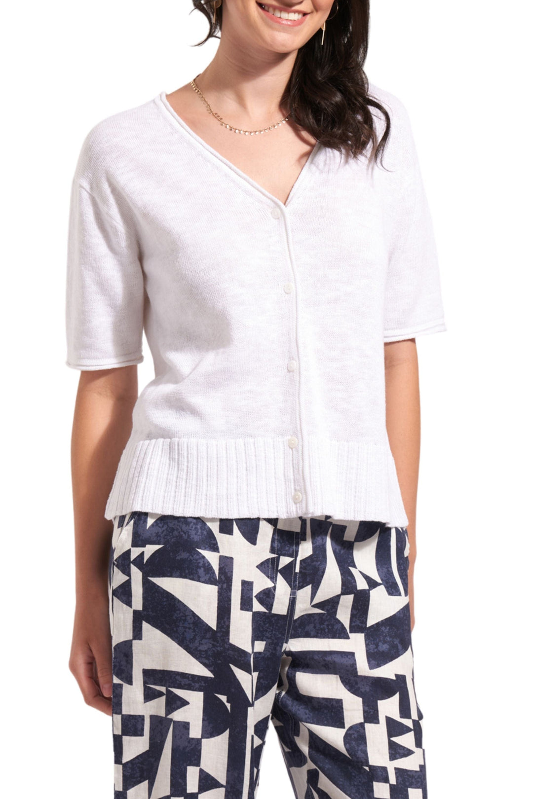 FOIL CARDIGAN XS / WHITE KNITTY GRITTY CARDIGAN - FO8213