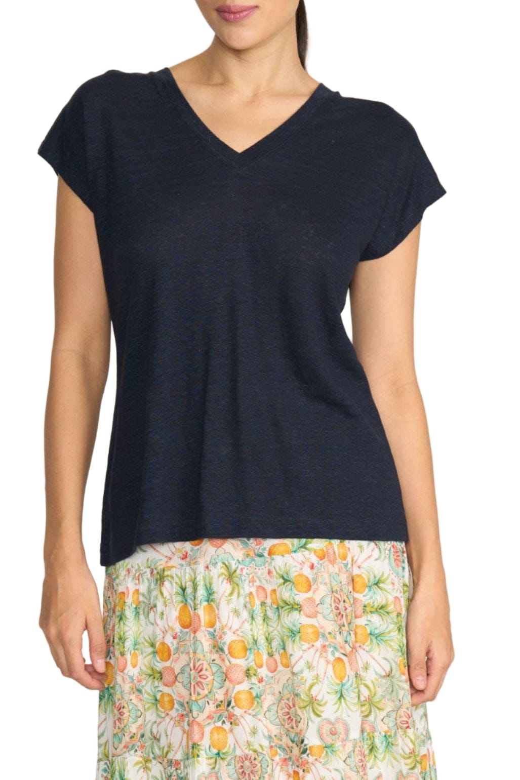 FOIL TOP XS / TRUE-NAVY BUTTONS UP TOP - FO8245