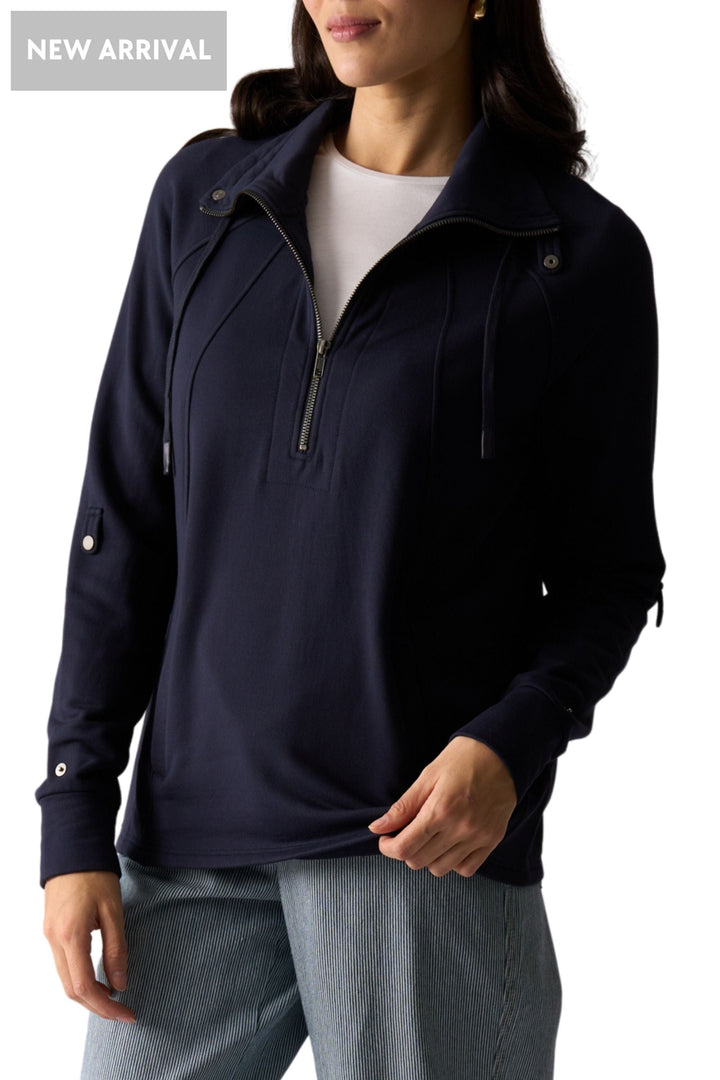 FOIL TRACK TOP XS / TRUE-NAVY SOFT SETTING SWEATER - FO8440
