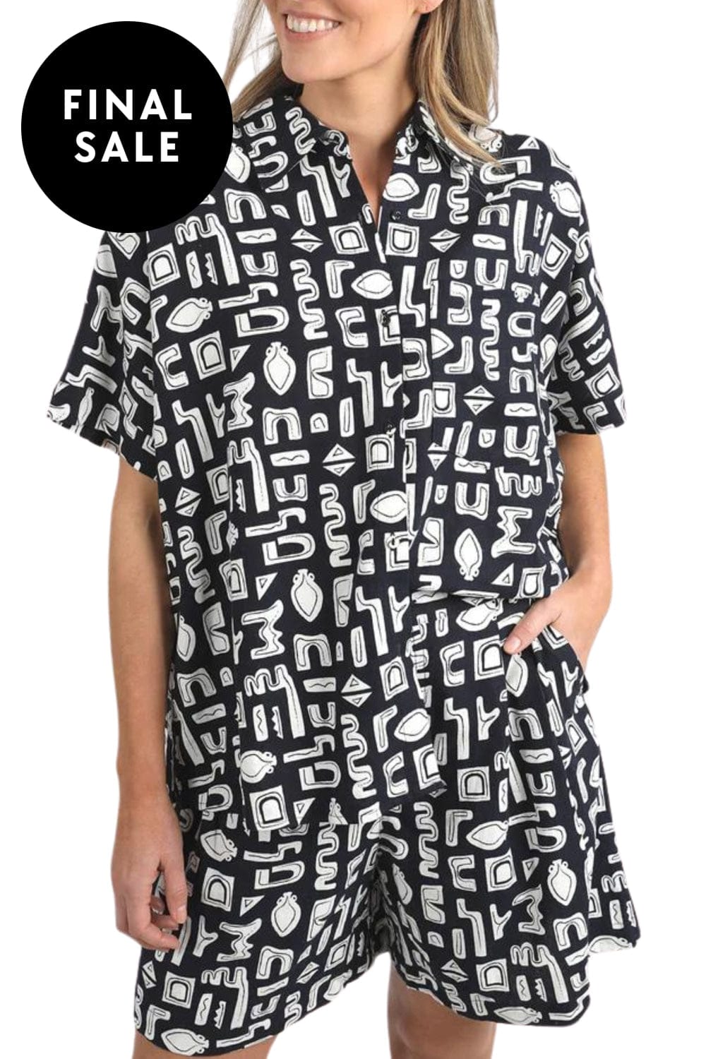 FOXWOOD SHIRT 8 / NAVY ETCHED GEO SHIRT - 5542019