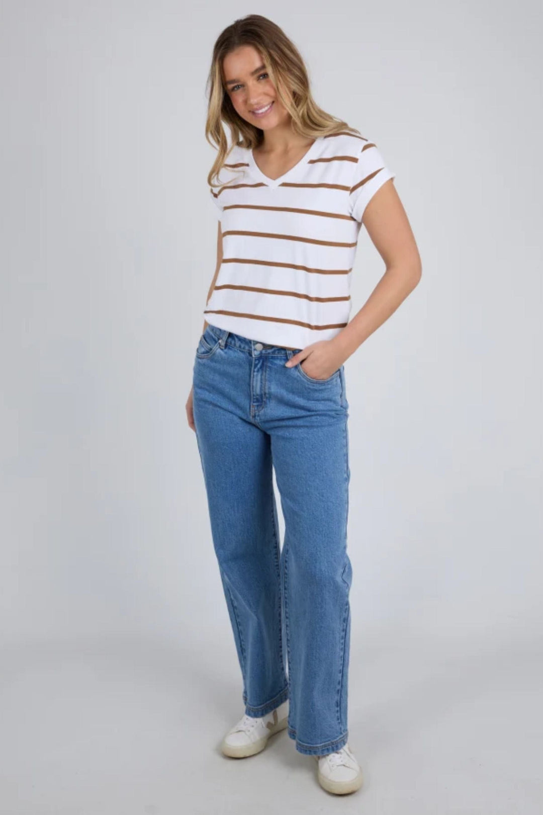 FOXWOOD T-SHIRT MANLY STRIPE VEE TEE - 55X0225