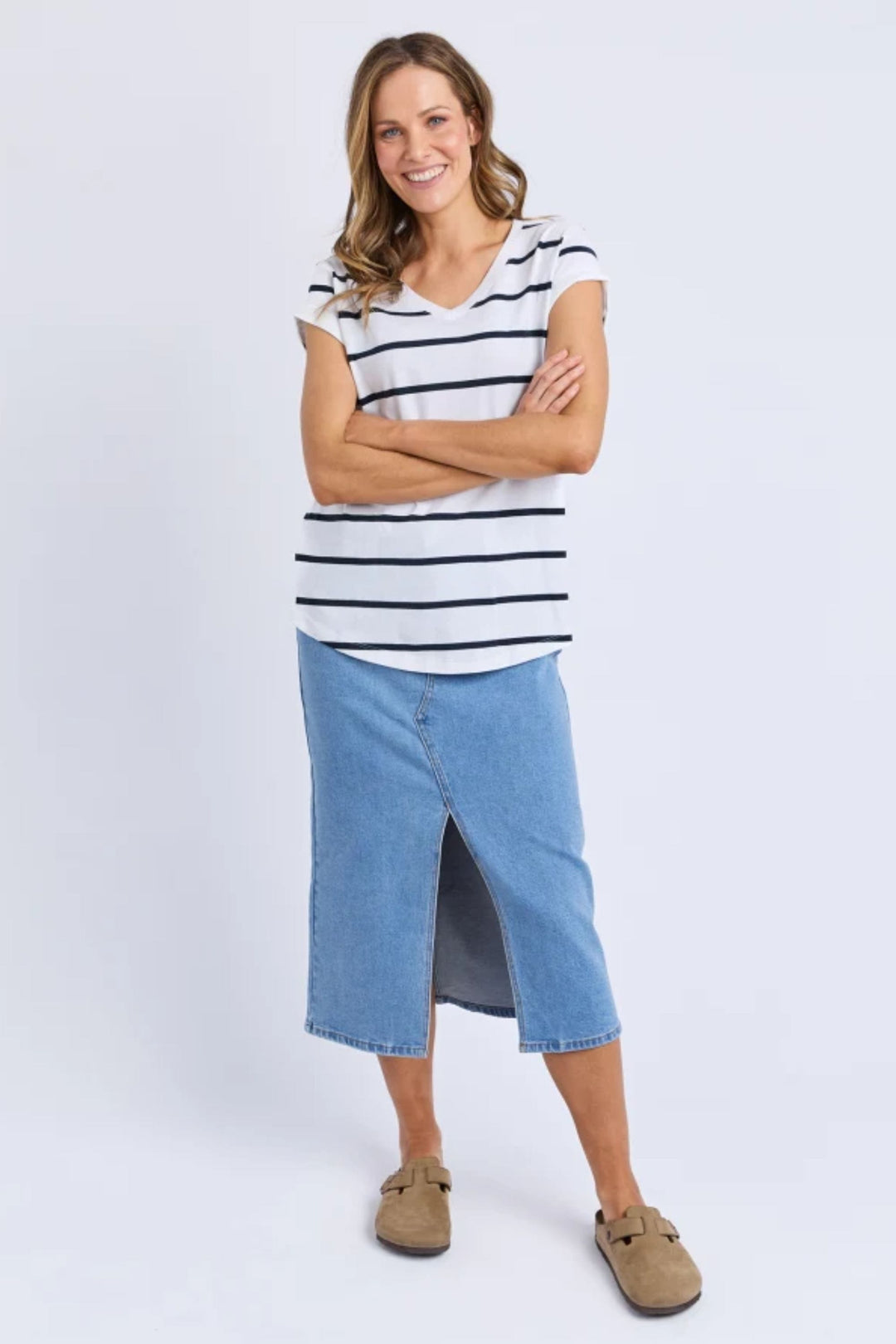 FOXWOOD T-SHIRT MANLY STRIPE VEE TEE - 55X0225