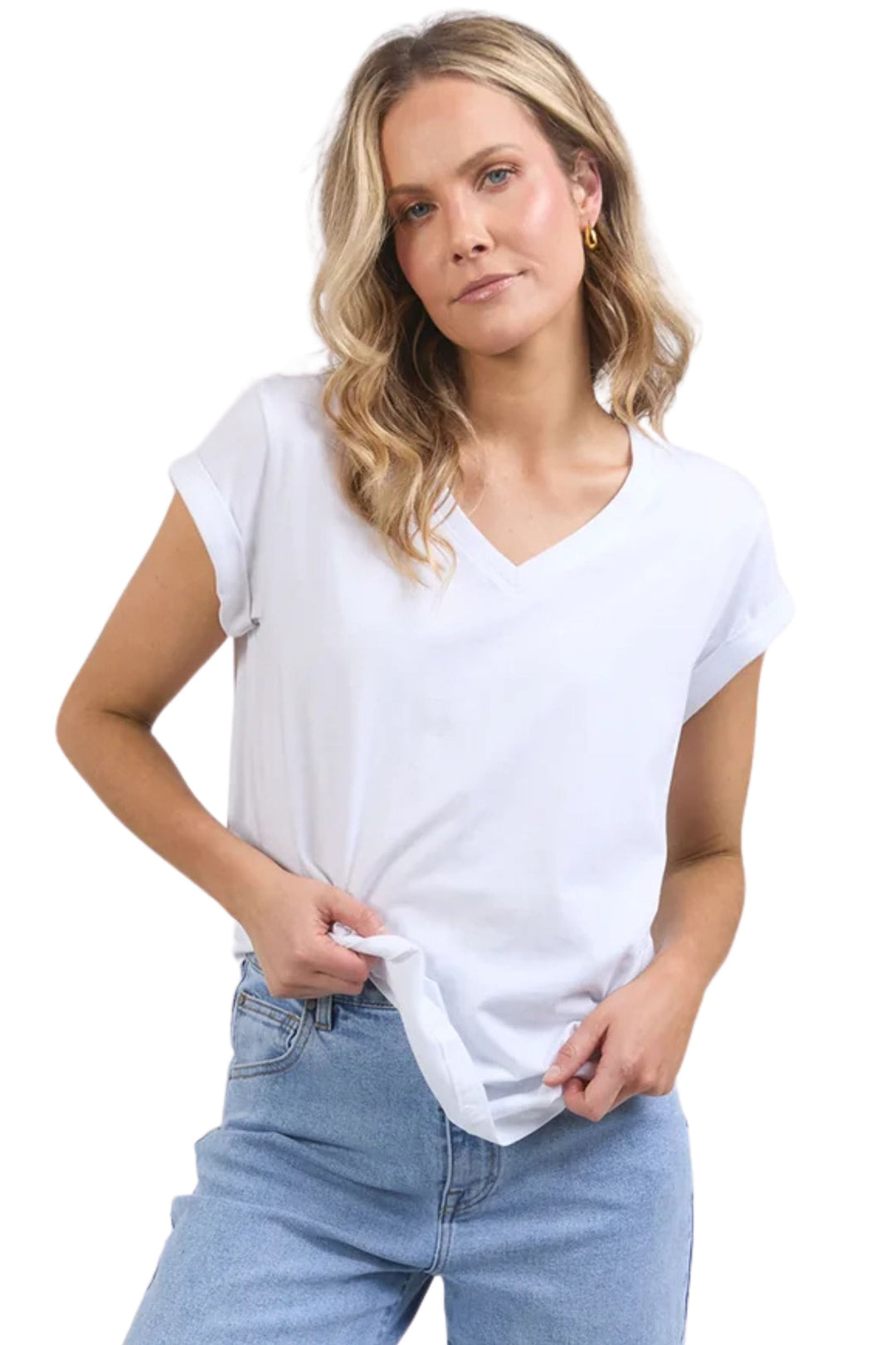 FOXWOOD T-SHIRT WHITE / 8 MANLY VEE TEE - 55X0183