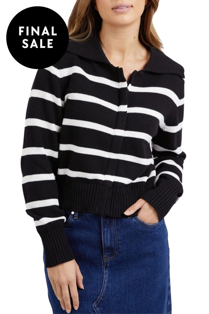 FOXWOOD TOP 10 / BLACK-WHITE EFFIE POLO KNIT - 5522033