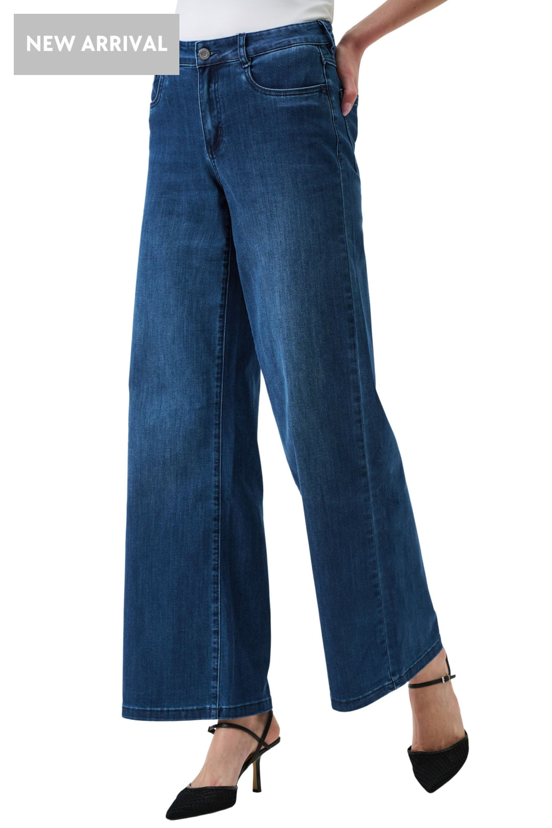 GOLDIE WIDE LEG JEAN - 251968JR - MID-BLUE / 6 - JEANS